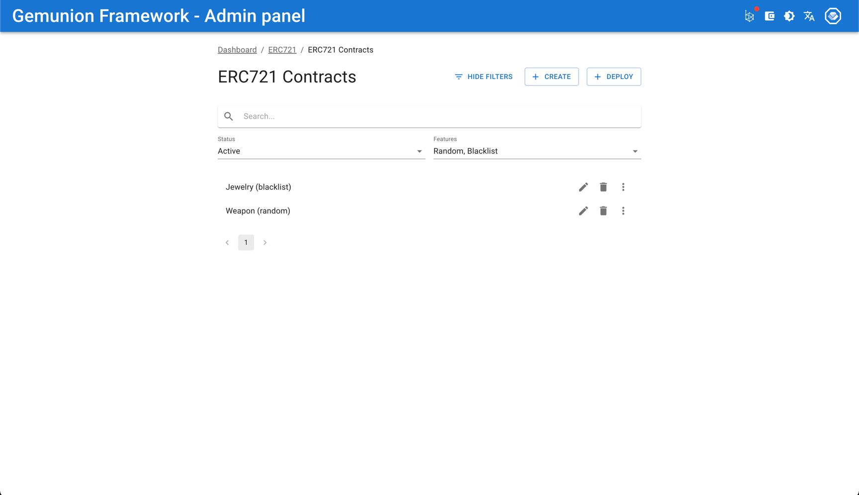 ERC721 contract search