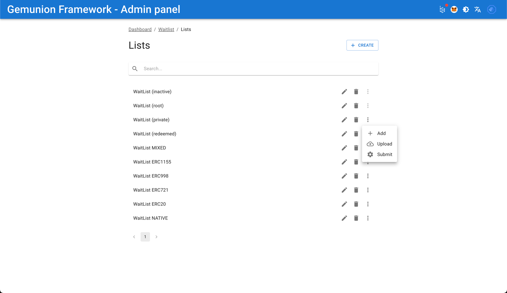 waitlist list action menu